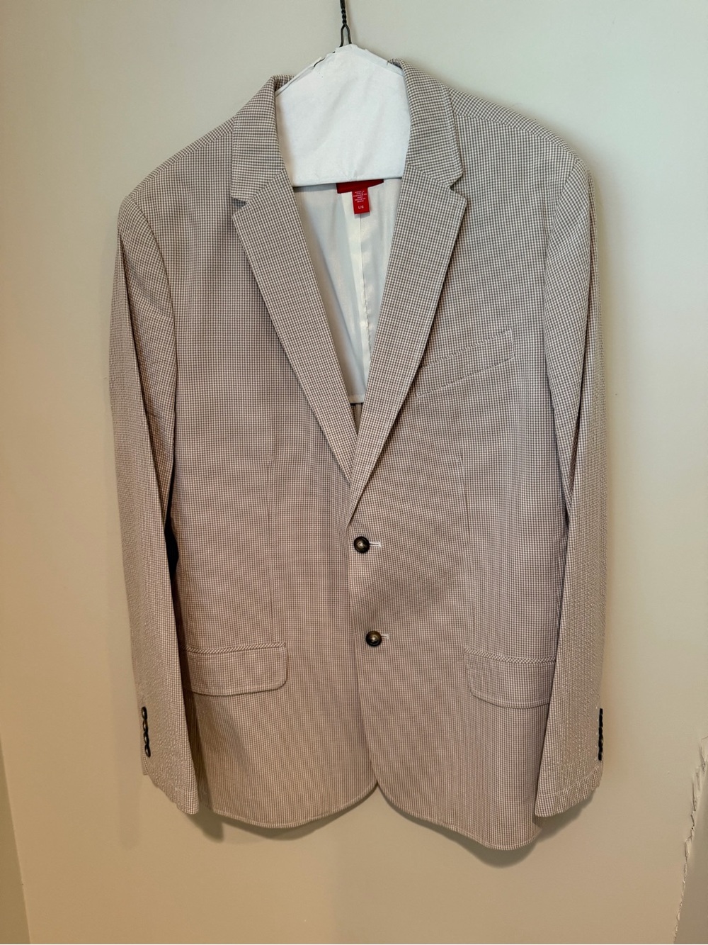 Izod Light Beige Checked/Seersucker Blazer